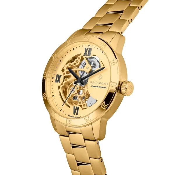 Authentic Original licence Seizmont Dante II | Montre Squelette En Acier Doré 6