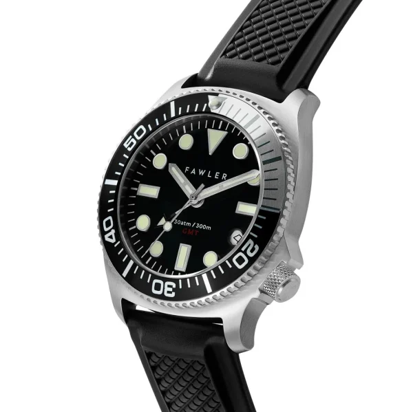 fashion pas cher Fawler Alon | Montre De Plongée GMT Noire En Acier Inoxydable 4