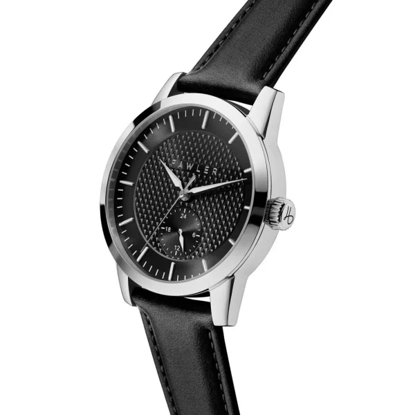 Fawler Dayton | Montre En Acier Inoxydable Argenté Avec Cadran Noir Texturé excellents soldes 4