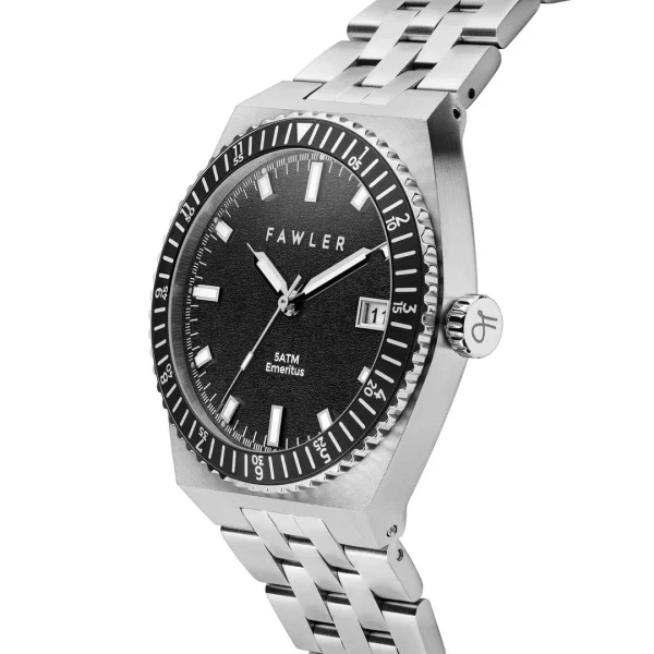 marques pas cher Fawler Emeritus | Montre En Acier Inoxydable à Lunette Noire 4