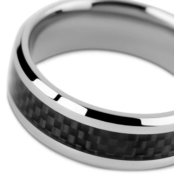 Lucleon Hyperan | Anneau Argenté En Titane Avec Incrustation En Fibre De Carbone – 8 Mm magasin france 4