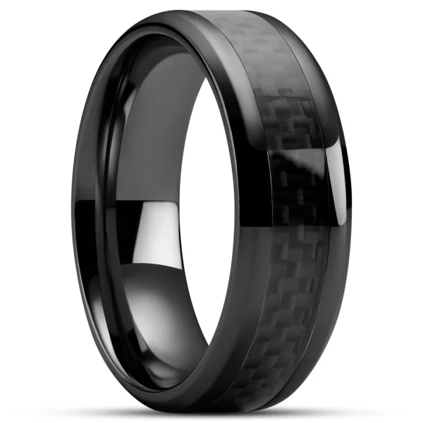 vente en ligne Lucleon Hyperan | Anneau En Titane Noir Avec Incrustation En Fibre De Carbone – 8 Mm 1