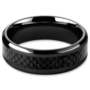 vente en ligne Lucleon Hyperan | Anneau En Titane Noir Avec Incrustation En Fibre De Carbone – 8 Mm 8