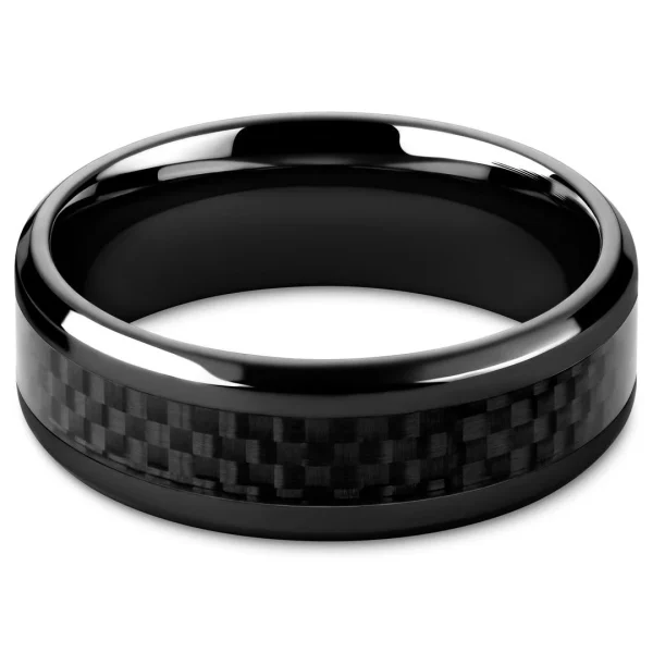 vente en ligne Lucleon Hyperan | Anneau En Titane Noir Avec Incrustation En Fibre De Carbone – 8 Mm 3