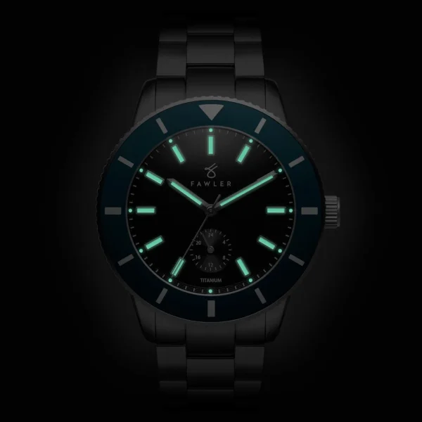 à prix imbattables Fawler Makalu | Montre De Plongée En Titane Brossé Avec Lunette Bleue 6
