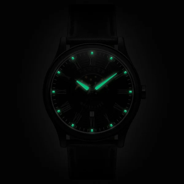 Fawler Imperator | Montre à Phases De Lune En Acier Inoxydable Noir grande qualité 3