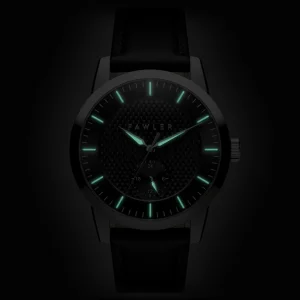 Fawler Dayton | Montre En Acier Inoxydable Argenté Avec Cadran Noir Texturé excellents soldes 10
