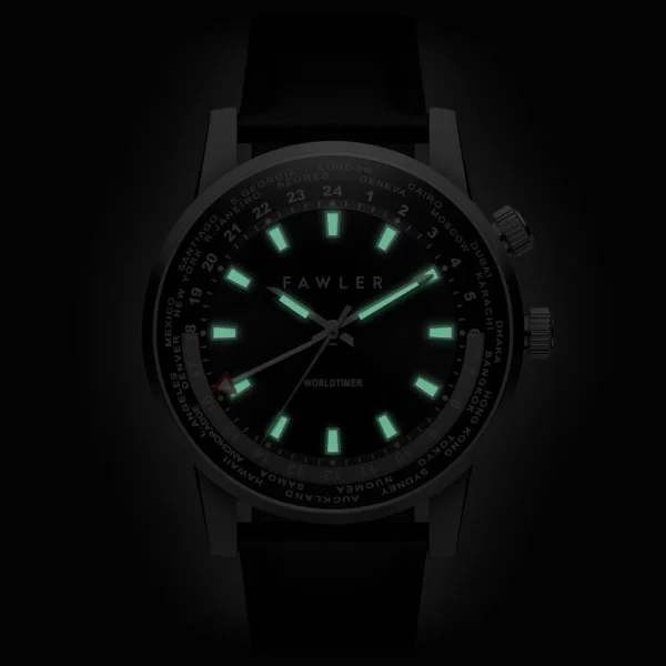 Fawler Gentium | Montre GMT à Heure Universelle En Acier Inoxydable Noir Officielle 3