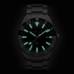 marques pas cher Fawler Métier | Montre GMT En Acier Inoxydable Gris 10