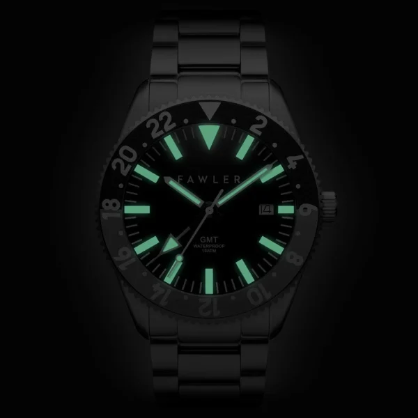marques pas cher Fawler Métier | Montre GMT En Acier Inoxydable Gris 3