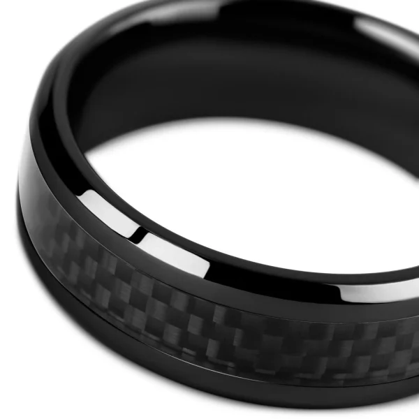 vente en ligne Lucleon Hyperan | Anneau En Titane Noir Avec Incrustation En Fibre De Carbone – 8 Mm 4