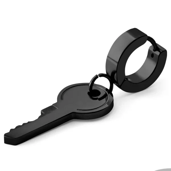 Otsu Boucle D’oreille Noire Floyd à Pendentif Clé soldes pas cher 1