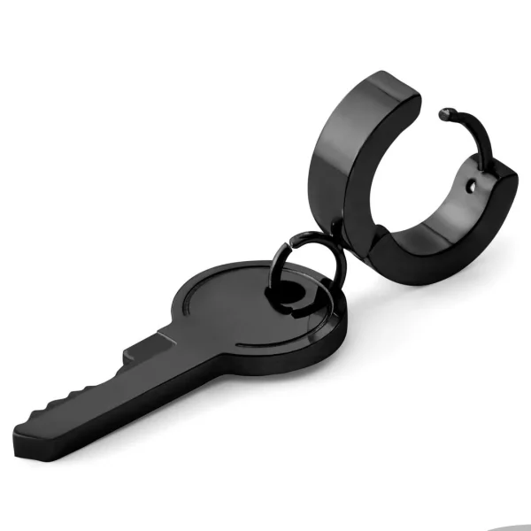 Otsu Boucle D’oreille Noire Floyd à Pendentif Clé soldes pas cher 3