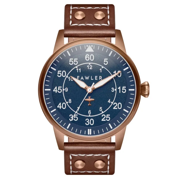 Achat Fawler Apollo | Montre Aviateur Bleue Et Cuivre En Acier Inoxydable 1