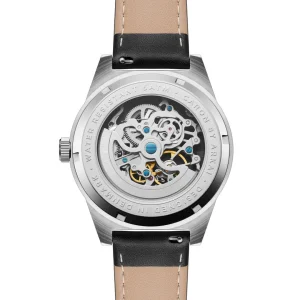 Neuve avec étiquette Arkai Caron | Montre Squelette Automatique En Acier Inoxydable Noir Et Argenté 13
