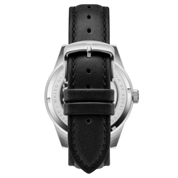 Neuve avec étiquette Arkai Caron | Montre Squelette Automatique En Acier Inoxydable Noir Et Argenté 6