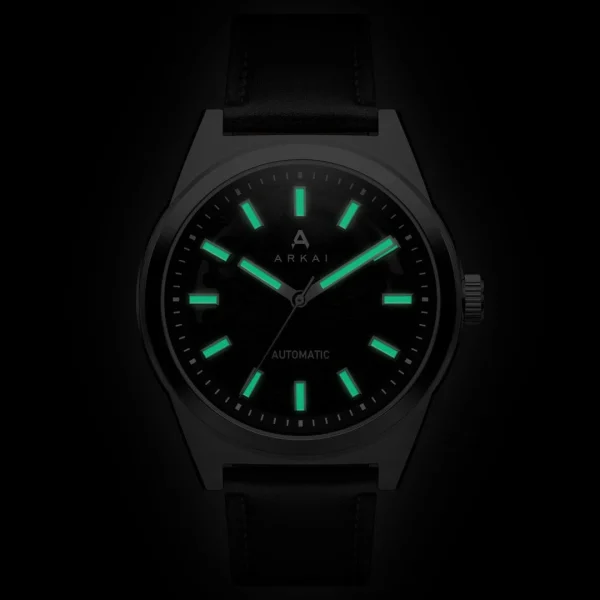 Neuve avec étiquette Arkai Caron | Montre Squelette Automatique En Acier Inoxydable Noir Et Argenté 3
