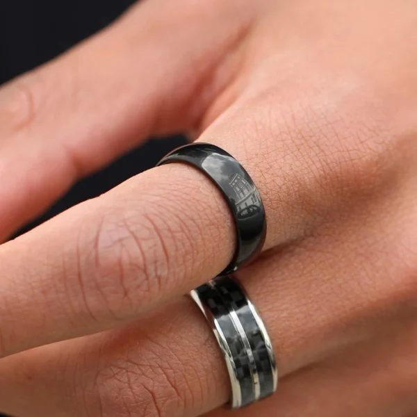 Boutique officielle Fort Tempus Anneau En Titane Noir “La Tradition” 6