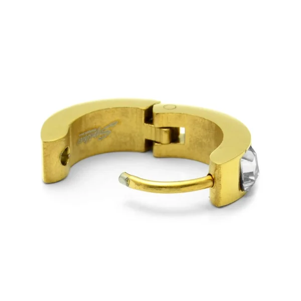 pas cher Fort Tempus Boucle D’oreille Dorée à Croix Et Zircone Blanche 4