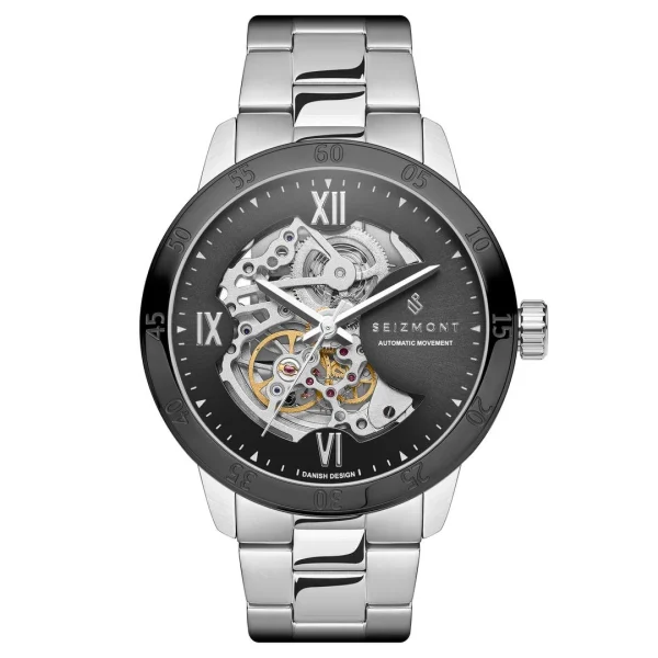 soldes ligne Seizmont Dante II | Montre Squelette Couleur Noir Et Argent 1