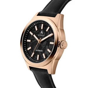 luxe soldes Arkai Caron | Montre Squelette Automatique En Acier Noir Et Or Rose 11