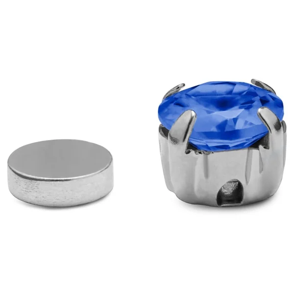 Vente Lucleon Boucle D’oreille Magnétique à Cristal Bleu 4