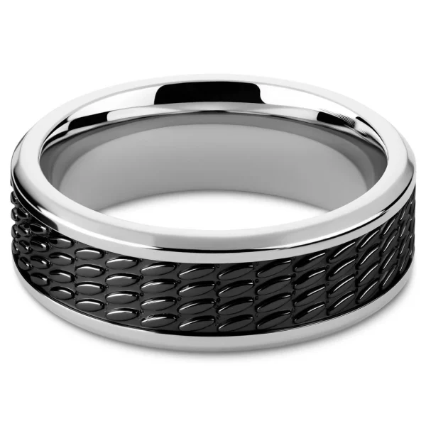 prix de gros Lucleon Hyperan | Anneau Argenté En Titane Avec Motif Ovale Noir – 8 Mm 3