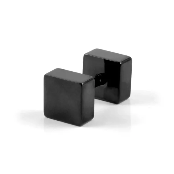 Lucleon Boucle D’oreille Noire Forme Stud Carré Livraison rapide 1