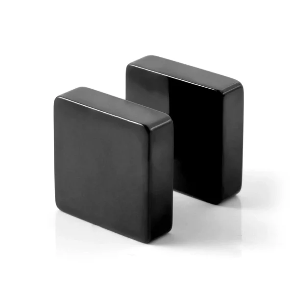 De Qualité Lucleon Boucle D’oreille Noire Forme Stud Carré 10mm 1