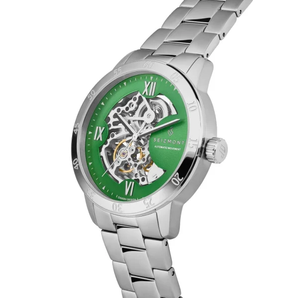 Seizmont Dante II | Montre Squelette Argentée à Cadran Vert Top ventes 5