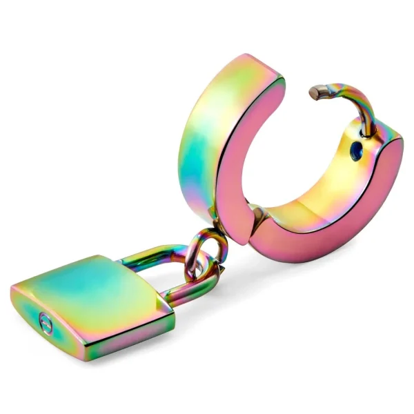 Otsu Boucle D’oreille Floyd Arc-en-ciel Avec Pendentif Cadenas Nouveau 3