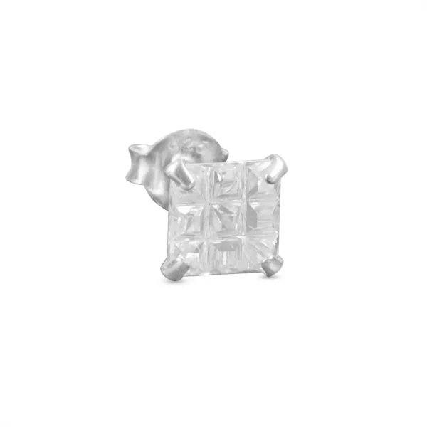 Fort Tempus Boucle D’oreille Zircone Carrée à Facettes – 6 Mm boutique en ligne france 4
