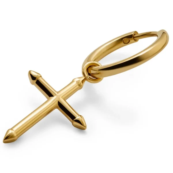 Lucleon Boucle D’oreille Dorée Vasilios Avec Pendentif En Croix Pointue luxe soldes 1