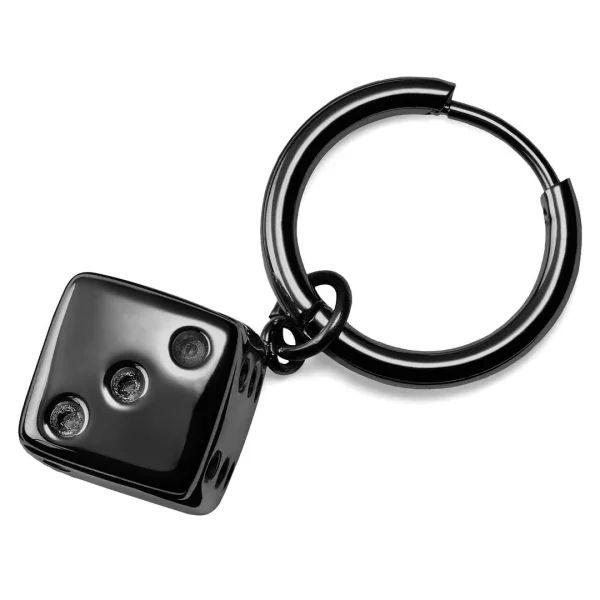 Lucleon Boucle D’oreille En Acier Noir Avec Pendentif Dé REMISE allant jusqu. 4