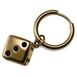 Lucleon Boucle D’oreille En Acier Doré Avec Pendentif Dé Retour Gratuit 12