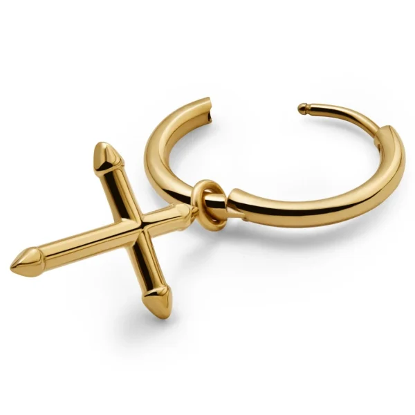 Lucleon Boucle D’oreille Dorée Vasilios Avec Pendentif En Croix Pointue luxe soldes 3