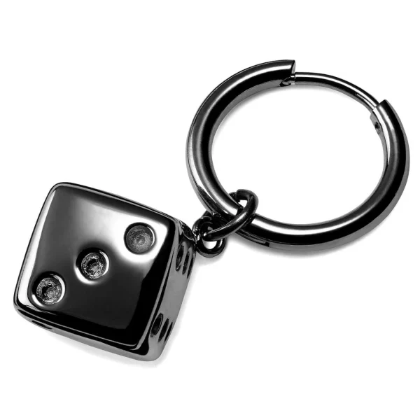 Lucleon Boucle D’oreille En Acier Noir Avec Pendentif Dé REMISE allant jusqu. 1