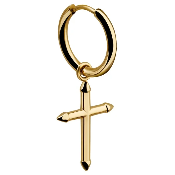 Lucleon Boucle D’oreille Dorée Vasilios Avec Pendentif En Croix Pointue luxe soldes 4