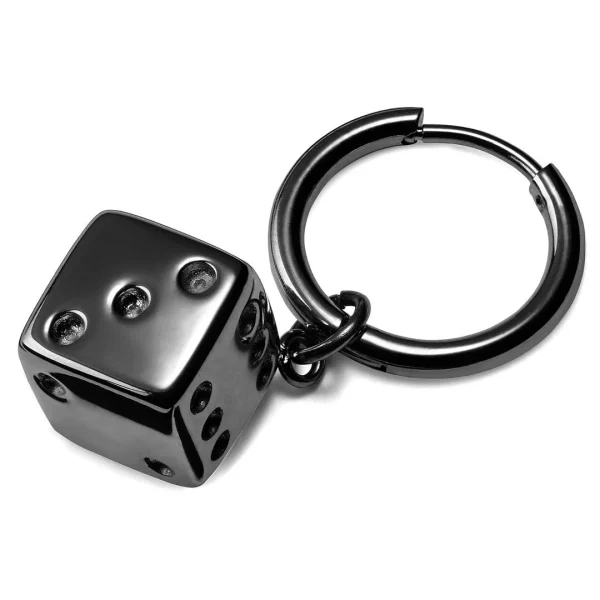 Lucleon Boucle D’oreille En Acier Noir Avec Pendentif Dé REMISE allant jusqu. 5