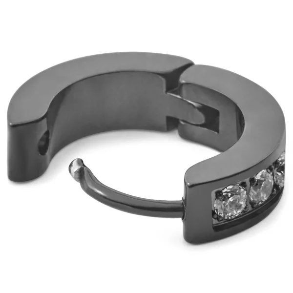 Lucleon Boucle D’oreille Noire Floyd à Zircones grand choix 4