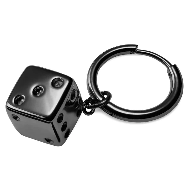 Lucleon Boucle D’oreille En Acier Noir Avec Pendentif Dé REMISE allant jusqu. 3