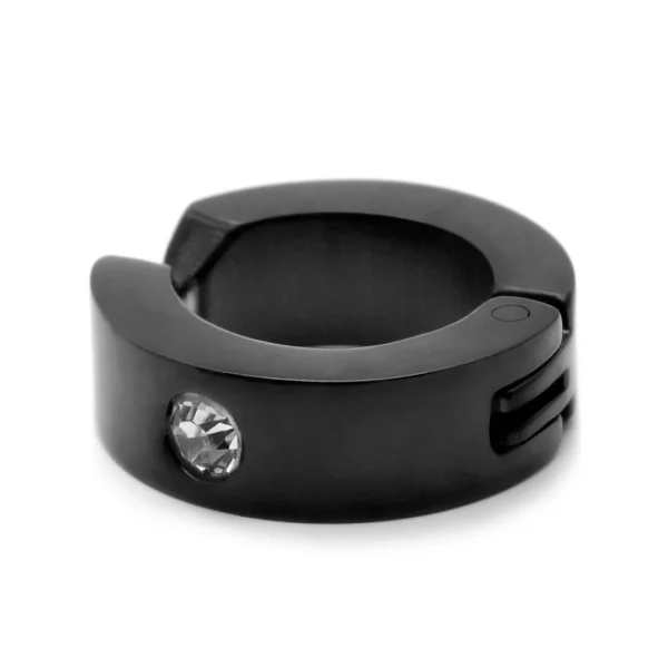 Service Clients Dédié Fort Tempus Boucle D’oreille Noire à Clip Sertie D’une Zircone Transparente 1