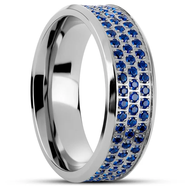 Lucleon Hyperan | Anneau Argenté En Titane Avec Zircones Bleues – 8 Mm boutique en france 1