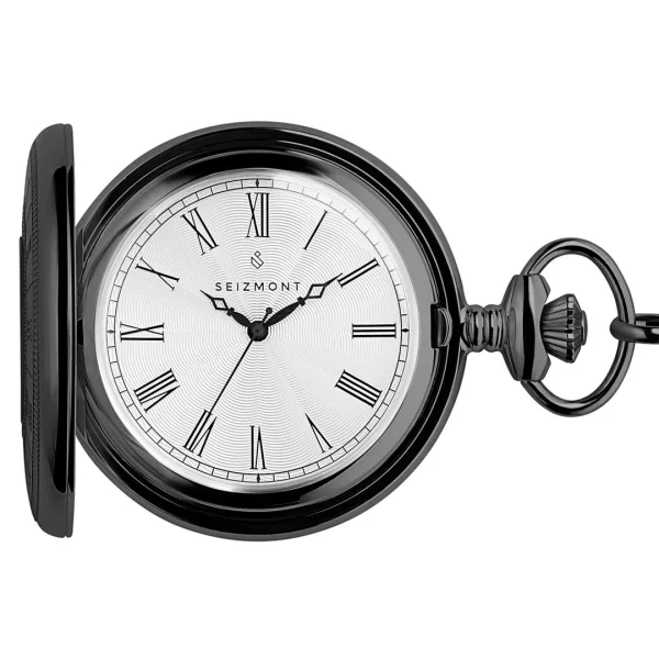 Paris Seizmont Altair | Montre De Poche Demi-chasseur Noire 1