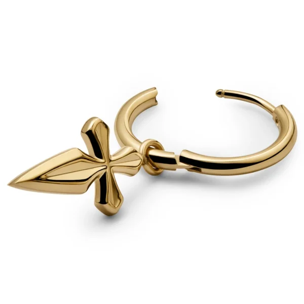magasin pour Lucleon Boucle D’oreille Vasilios Dorée Avec Pendentif En Croix De Saint-Jacques 3