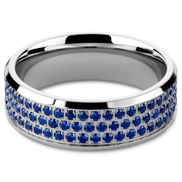 Lucleon Hyperan | Anneau Argenté En Titane Avec Zircones Bleues – 8 Mm boutique en france 3