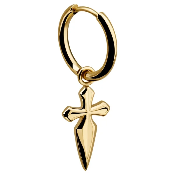 magasin pour Lucleon Boucle D’oreille Vasilios Dorée Avec Pendentif En Croix De Saint-Jacques 4