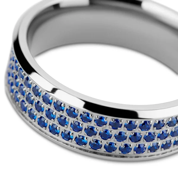 Lucleon Hyperan | Anneau Argenté En Titane Avec Zircones Bleues – 8 Mm boutique en france 4