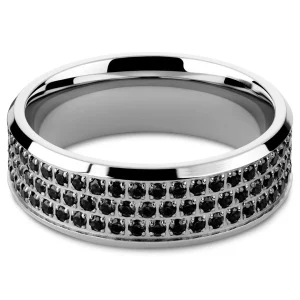 Lucleon Hyperan | Anneau Argenté En Titane Avec Zircones Noires – 8 Mm Pas Cher soldes France 8