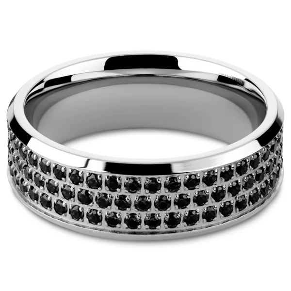 Lucleon Hyperan | Anneau Argenté En Titane Avec Zircones Noires – 8 Mm Pas Cher soldes France 3